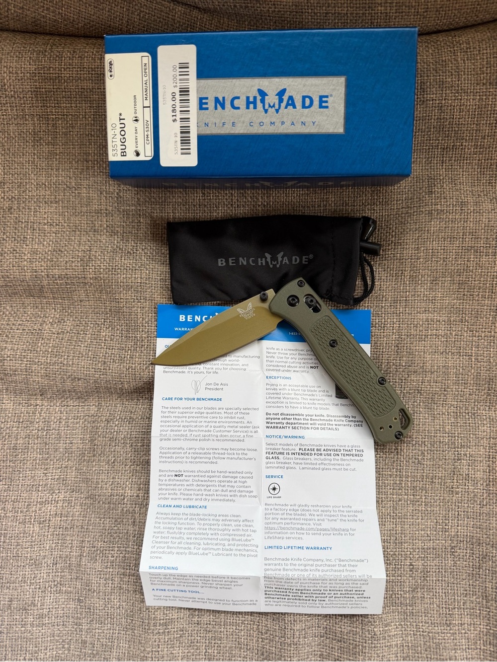 Benchmade Bugout Men's Green Folding Knife - EDC